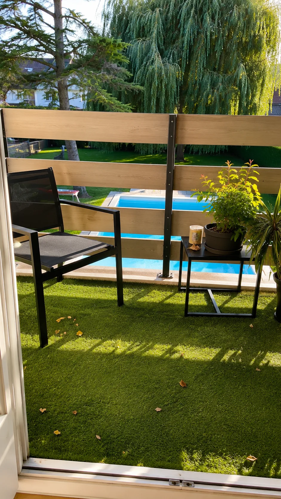 La piscine de La Villa vue depuis le balcon privatif de la chambre 8